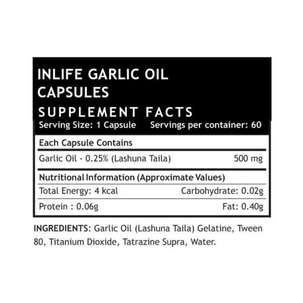 INLIFE Garlic Oil Capsule supplement facts