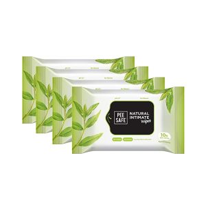 Pee Safe Natural Intimate Wipes – 10 Count (Pack of 4)