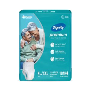 Dignity Premium Adult Pull Up Diapers XL Waist Size 45-68 Inches – 10 Diapers