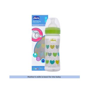 Chicco Well Being Feeding Bottle And Physio Teats- Medium Flow (Green) 250 ml