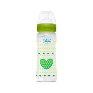 Chicco New Decoration Well Being Feeding Bottles -Fast Flow Green (330 ml)