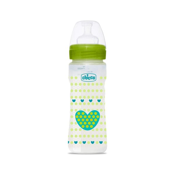 Chicco New Decoration Well Being Feeding Bottles -Fast Flow Green (330 ml) Chicco New Decoration Well Being Feeding Bottles -Fast Flow Green (330 ml)