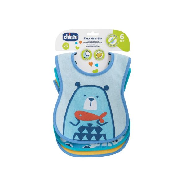 Chicco Easy Meal Bibs 3Pcs (BOY) 6M+( blue) Chicco Easy Meal Bibs 3Pcs (BOY) 6M+( blue)