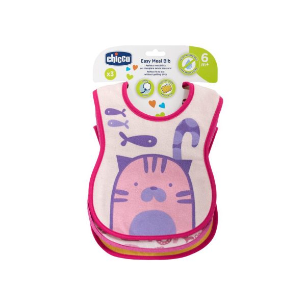 Chicco Easy Meal Bibs 3Pcs (GIRL) 6M+( Pink) Chicco Easy Meal Bibs 3Pcs (GIRL) 6M+( Pink)
