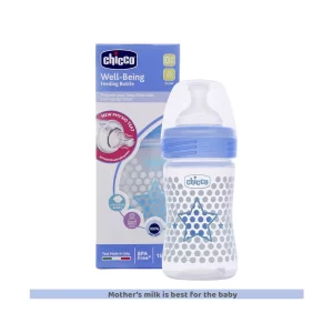 Chicco Well Being Feeding Bottle And Teats Slow Flow 150ml (Blue)