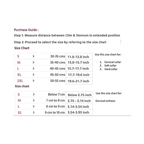 size chart of Cervical Collar