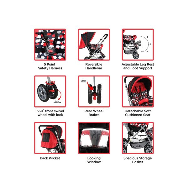 LuvLap Sunshine Baby Stroller red