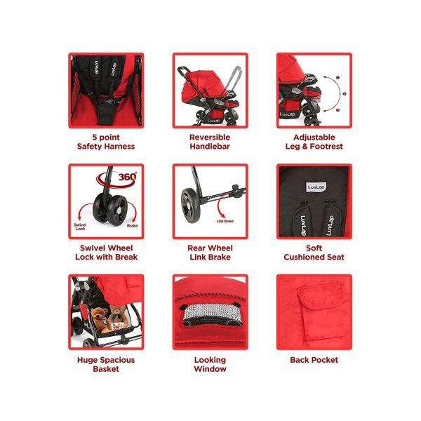 Luvlap Galaxy Stroller Red and Black