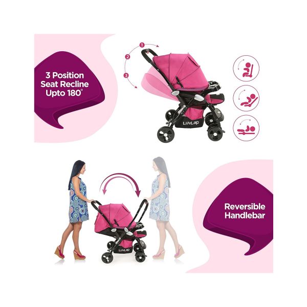 Luvlap Galaxy Stroller Pink with Black