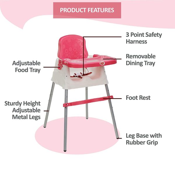 Features of LuvLap Booster High Chair pink
