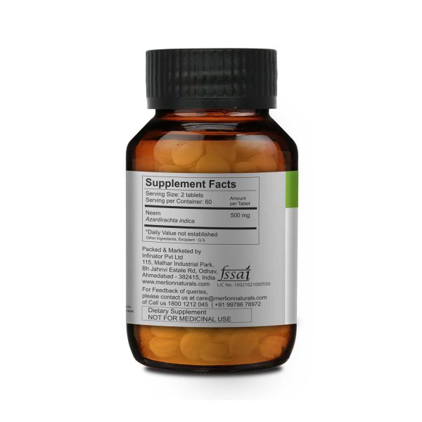 Merlion Naturals Neem Tablets (Azardirachta Indica) 120 Tablets