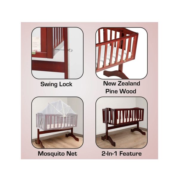 Luvlap wooden cot c-10 cherry red