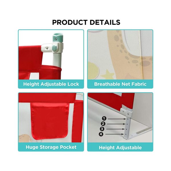 LuvLap Comfy Baby Bed Rails red