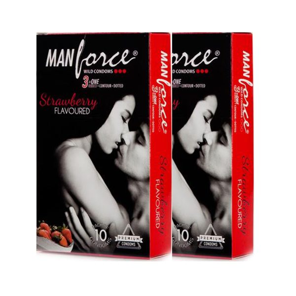 Manforce Wild 3 in 1 Condoms Strawberry (10 Condoms in 1 Pack) – Pack of 2 Manforce Wild 3 in 1 Condoms Strawberry (10 Condoms in 1 Pack) – Pack of 2
