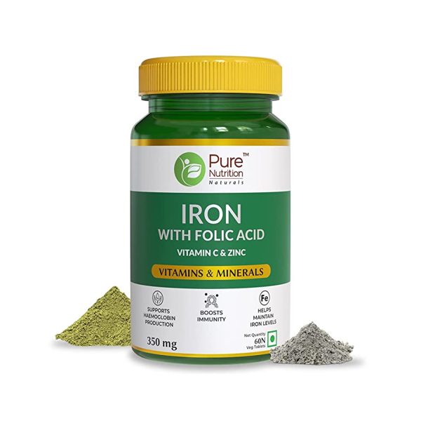 Pure Nutrition Iron with Folic Acid (60 Veg Tablets) Pure Nutrition Iron with Folic Acid (60 Veg Tablets)
