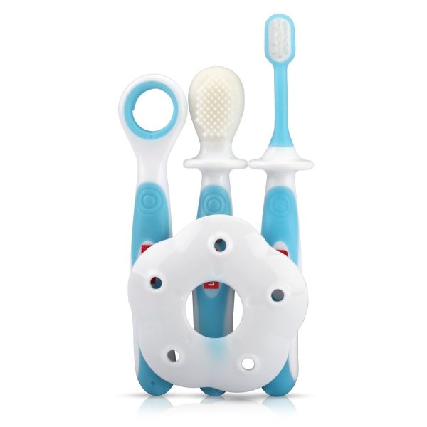 LuvLap Baby Training Toothbrush Set White/Blue LuvLap Baby Training Toothbrush Set White/Blue