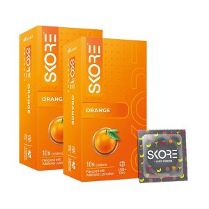 Skore Condoms Orange Flavoured (10 Condoms in 1 Pack) – Pack of 2