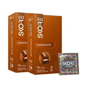 Skore Condoms Chocolate Flavoured (10 Condoms in 1 Pack) - Pack of 2