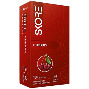Skore Condoms Cherry Flavoured (10 Condoms in 1 Pack)