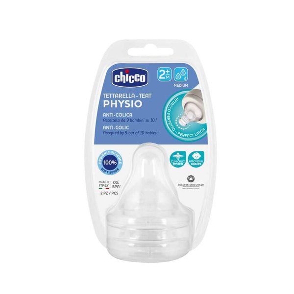 Chicco Physio Teat Anti-Colic Medium Flow 2+M (2Pcs) Chicco Physio Teat Anti-Colic Medium Flow 2+M (2Pcs)