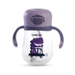 LuvLap Happy Dino Straw Sipper (300 ml) Purple