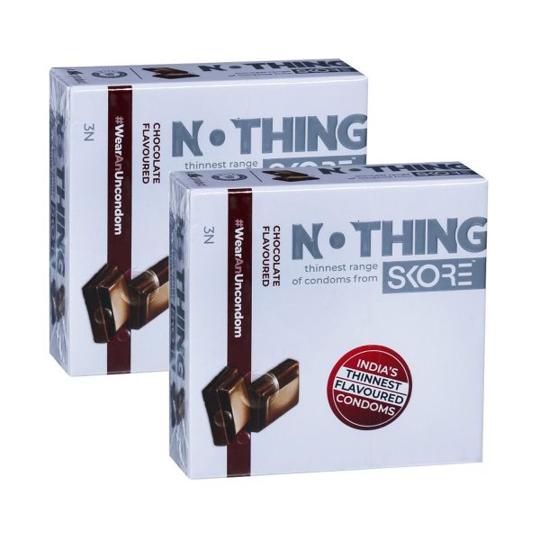 Skore Nothing Condoms Chocolate flavoured (3 Condoms in 1 Pack) ā Pack of 2 Skore Nothing Condoms Chocolate flavoured (3 Condoms in 1 Pack) ā Pack of 2
