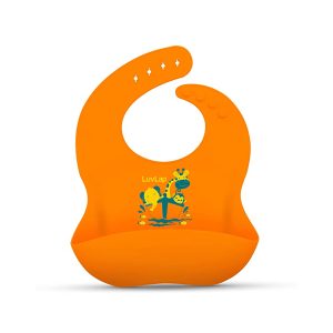 LuvLap Silicone Baby Bib (Orange)