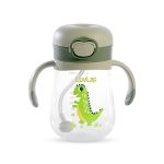 LuvLap Happy Dino Straw Sipper (300 ml) Green