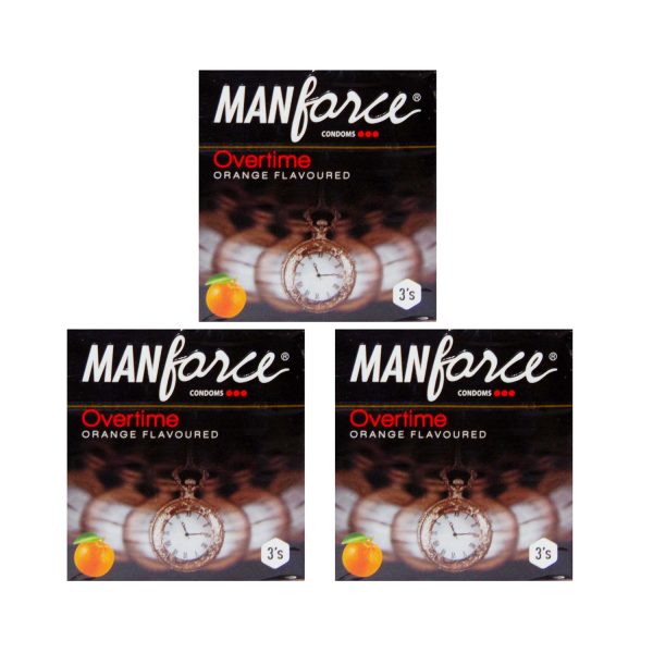 Manforce Overtime Condoms Orange Flavoured 3 Condoms in 1 Pack – (Pack of 3)