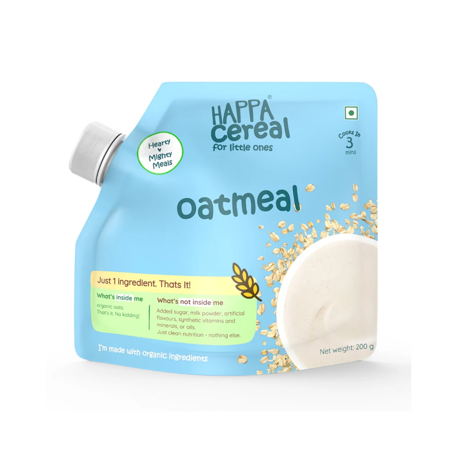 Happa Organic Oatmeal Porridge Mix, Stage 2, 6 Months+ 200g