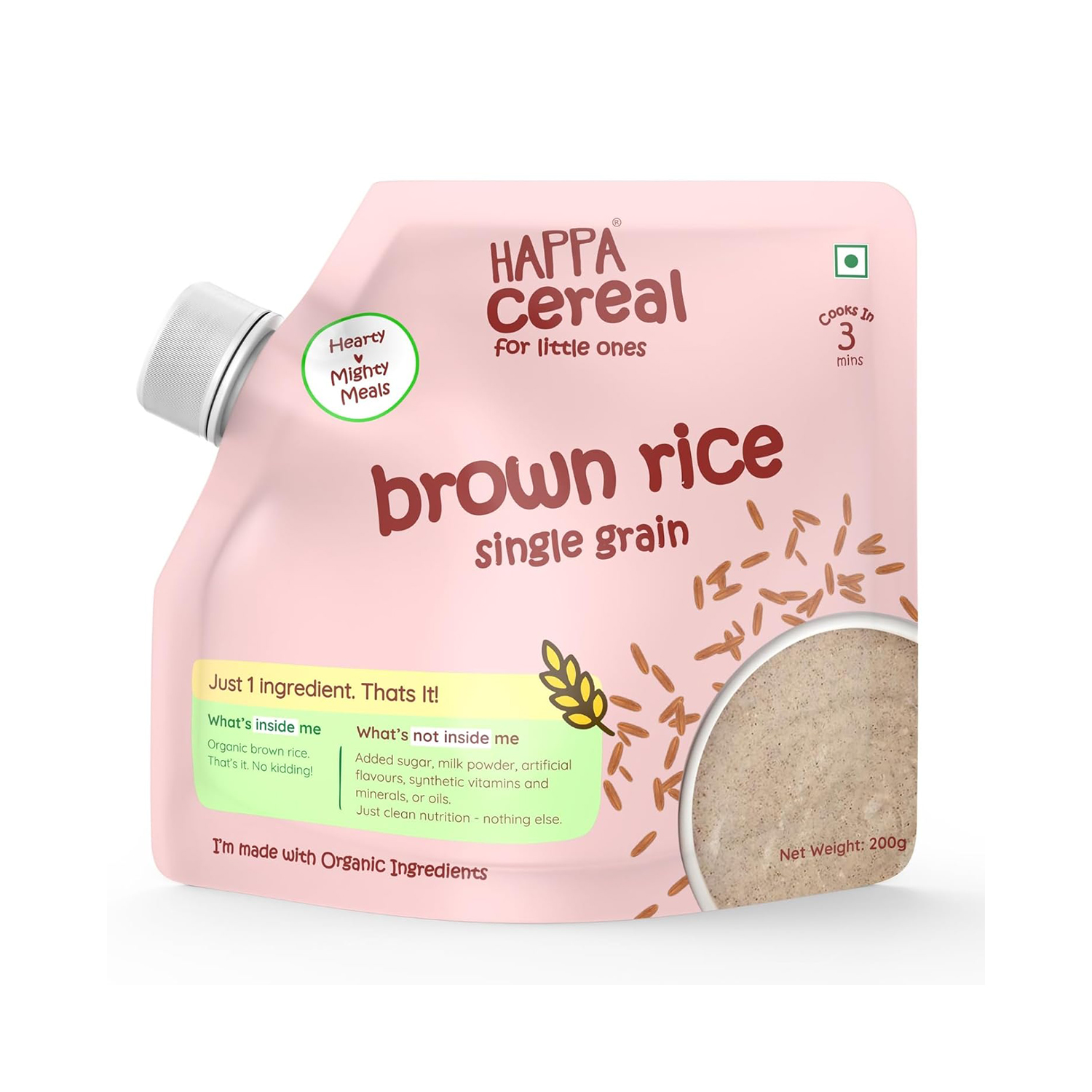 Happa Organic Brown Rice Porridge Mix, Stage 2, 6 Months+ 200g