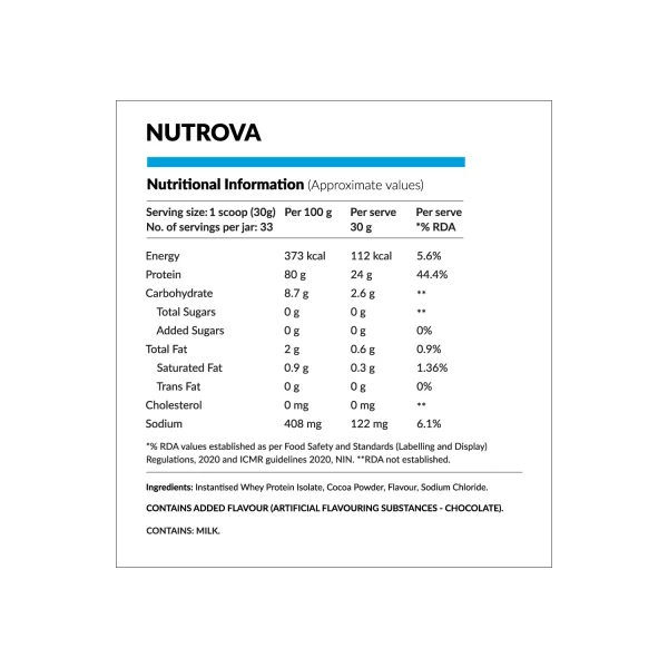 nutrova whey protein isolate 1kg