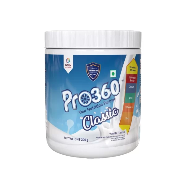 GMN Pro360 Classic Protein Powder Jar Vanilla Flavour (200g) GMN Pro360 Classic Protein Powder Jar Vanilla Flavour (200g)