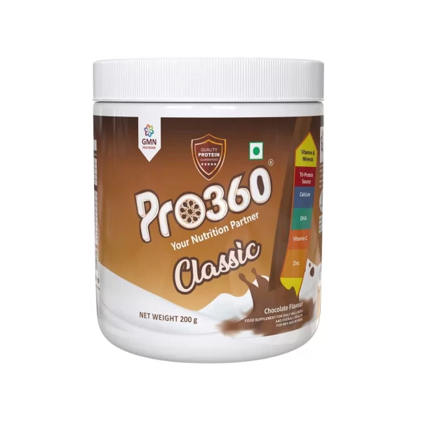 GMN Pro360 Classic Protein Powder Jar Chocolate Flavour (200g) GMN Pro360 Classic Protein Powder Jar Chocolate Flavour (200g)