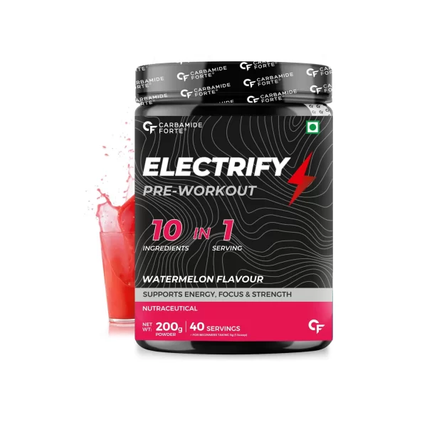 Carbamide Forte Electrify Pre-Workout Powder Watermelon Flavour (200g) Carbamide Forte Electrify Pre-Workout Powder Watermelon Flavour (200g)