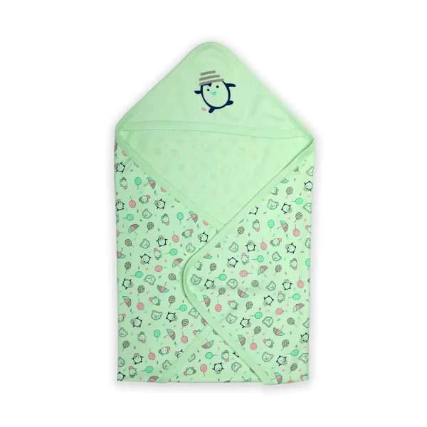 LuvLap Cotton Hooded Wrapper (Penguin Print)