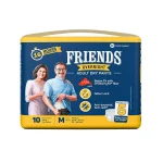 Friends Overnight Adult Diapers, Pant Style, 16 Hours Protection- Medium (10 Diapers)