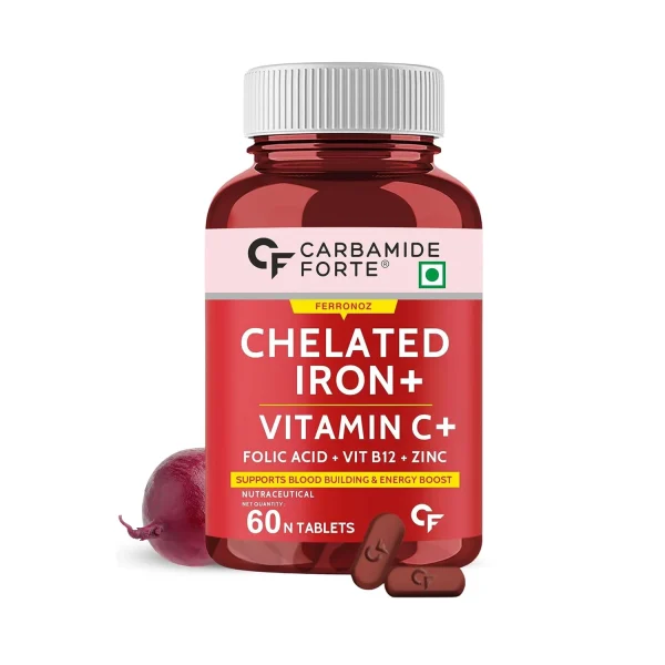 Carbamide Forte Chelated Iron Vitamin C, B12, Folic Acid and Zinc Tablet (60 Tablets) Carbamide Forte Chelated Iron Vitamin C, B12, Folic Acid and Zinc Tablet (60 Tablets)