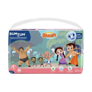 Bumtum Chota Bheem Ultrasoft Baby Diaper Pants Large 9 to 14 Kg - 30 Diapers