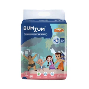 Bumtum Chota Bheem Ultrasoft Baby Diaper Pants Large 9 to 14 Kg - 56 Diapers