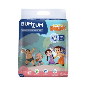 Bumtum Chota Bheem Ultrasoft Baby Diaper Pants Large 9 to 14 Kg - 62 Diapers