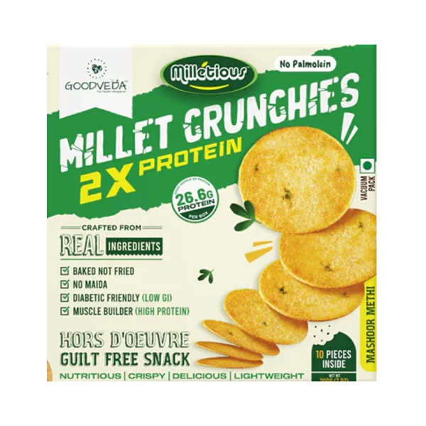 Goodveda Millet Crunchies - Mashoor Methi (10 Pieces) Goodveda Millet Crunchies - Mashoor Methi (10 Pieces)