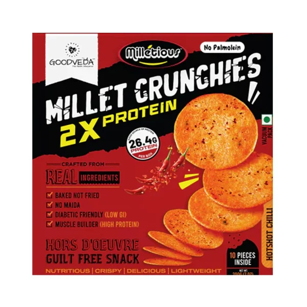 Goodveda Millet Crunchies - Hotshot Chili (10 Pieces) Goodveda Millet Crunchies - Hotshot Chili (10 Pieces)