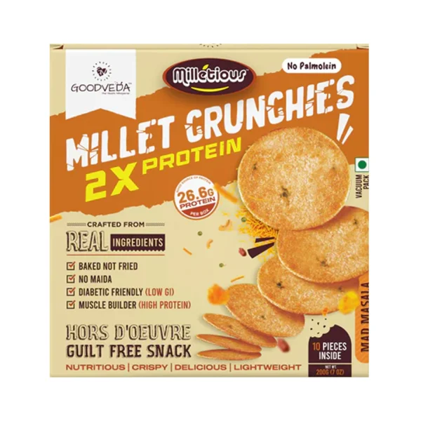 Goodveda Millet Crunchies - Mad Masala (10 Pieces) Goodveda Millet Crunchies - Mad Masala (10 Pieces)