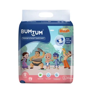 Bumtum Chota Bheem Ultrasoft Baby Diaper Pants Small 4 to 8 Kg - 74 Diapers