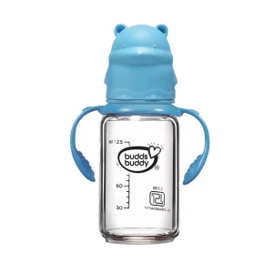 Budds Buddy Glass Feeding Bottle with Handle - 125ml