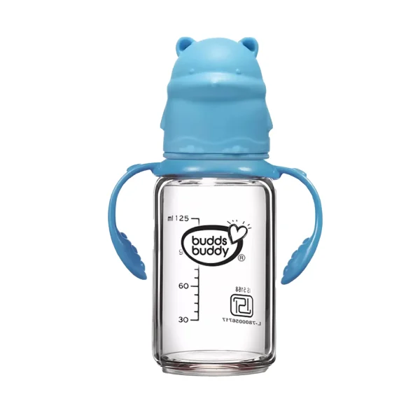 Budds Buddy Glass Feeding Bottle with Handle - 125ml Budds Buddy Glass Feeding Bottle with Handle - 125ml