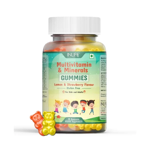 Inlife Multivitamin And Minerals Gummy for Kids and Adults (Lemon And Strawberry Flavour) 30 Gummies Inlife Multivitamin And Minerals Gummy for Kids and Adults (Lemon And Strawberry Flavour) 30 Gummies