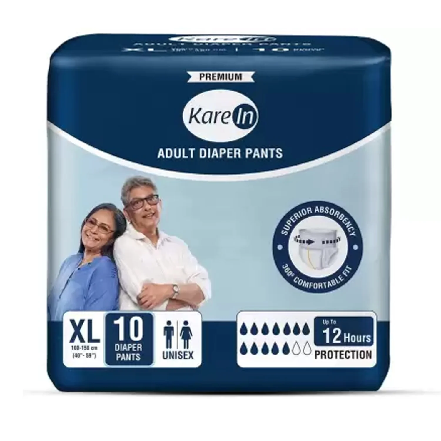 Karein Premium Adult Daiper, Pant Style, 12 Hours Protection - XL (10 Diapers)