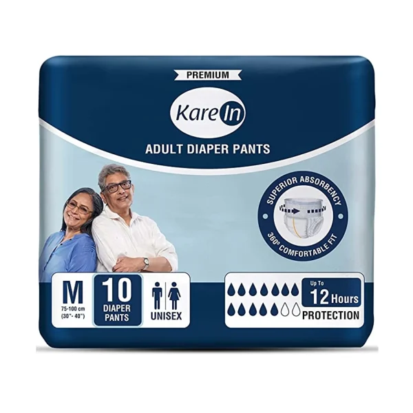 Karein Premium Adult Diaper, Pant Style,12 Hours Protection - Medium (10 Diapers) Karein Premium Adult Diaper, Pant Style,12 Hours Protection - Medium (10 Diapers)